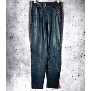 Vintage 90's Sidewalk Black Leather High Waist Tapered Pants/Jeans Size 6
